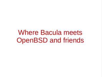 Where Bacula meets OpenBSD and friends -25%  Agenda