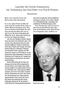 Laudatio für Martin Heisenberg zur Verleihung des Karl Ritter von Frisch-Preises Alexander Borst