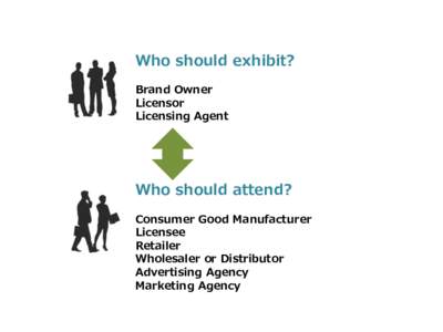 Who should exhibit? Brand Owner Licensor Licensing Agent  Who should attend?