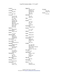 Lone Fir Cemetery Index—T, U, and V  TALBOT Nancy 160 TANNER John 160