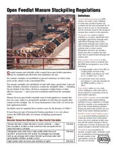 Open Feedlot Manure Stockpiling Regulations Definitions S  craped manure and settleable solids scraped from open feedlot operations