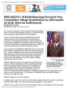 [removed]BREA KING: Whistleblowing Precinct One Constables A llege Retaliation in A ftermath of Jack A bercia In…  BREAKING: Whistleblowing Precinct One
