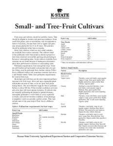 Small- and Tree-Fruit Cultivars Fruit crops and cultivars should be carefully chosen. They should be adapted to location and growing conditions. Some small fruit plants, such as strawberries, may be replanted in three or