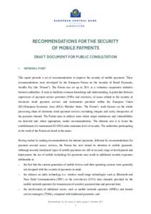RECOMMENDATIONS FOR THE SECURITY OF MOBILE PAYMENTS - DRAFT FOR PUBLIC CONSULTATION, November 2013