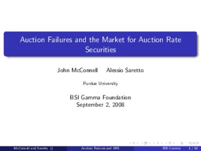 Auction Failures and the Market for Auction Rate Securities John McConnell Alessio Saretto
