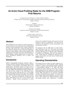 Session Papers  An 8-mm Cloud Profiling Radar for the ARM Program: First Returns K. Moran, M.J. Post, B. Martner, T. Uttal, D. Welsh, D. Merritt National Oceanic and Atmospheric Administration/Environmental Technology La