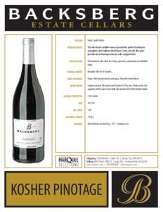 REGION TASTING NOTES VINIFICATION  Paarl, South Africa