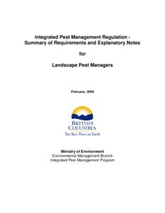 Preamble to the Explanatory Notes for Landscape Pest Managers