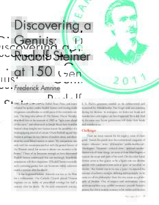 Discovering a Genius: Rudolf Steiner at 150 Frederick Amrine Willi Brandt (who won the Nobel Peace Prize, and knew