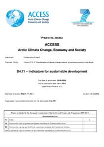 Project noACCESS Arctic Climate Change, Economy and Society Instrument: