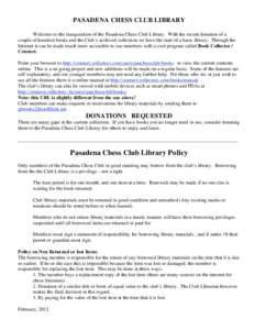 Microsoft Word - PASADENA CHESS CLUB LIBRARY Inaug I.doc