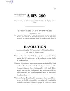 III  113TH CONGRESS 1ST SESSION  S. RES. 290