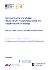 Communicating Knowledge: researcher survey