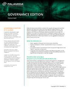 GOVERNANCE EDITION Datasheet GOVERNANCE EDITION AT A GLANCE A system for development, legal