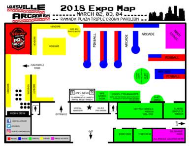 2018 Expo Map March 02, 03, 04 Ramada Plaza Triple Crown Pavilion Game Boy Photo Booth