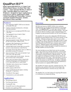 Quad Channel HD-SDI PCIe Input Card -- QuadPort H/i