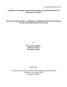Computerization and Modernization of Sri Lanka Customs