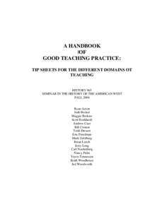A HANDBOOK |OF GOOD TEACHING PRACTICE: TIP SHEETS FOR THE DIFFERENT DOMAINS OT TEACHING