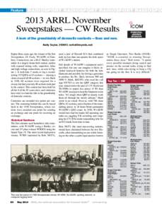 Feature  RADIOSPORT RADIOSPORT RADIOSPORT RADIOSPO 2013 ARRL November Sweepstakes — CW Results
