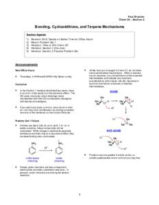 Paul Bracher Chem 30 – Section 2 Bonding, Cycloadditions, and Terpene Mechanisms Section Agenda 1)