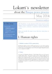 Lokarri´s newsletter about the Basque peace process May 2014 Situation analysis