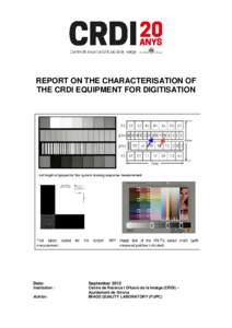 REPORT ON THE CHARACTERISATION OF THE CRDI EQUIPMENT FOR DIGITISATION Date:  September 2012