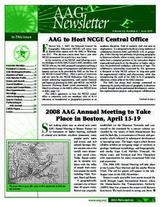 Volume 42, Number 6 • JuneIn This Issue AAG to Host NCGE Central Office