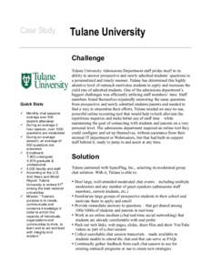 Case Study  Tulane University Challenge  Quick Stats