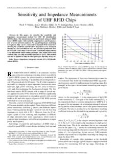 IEEE TRANSACTIONS ON MICROWAVE THEORY AND TECHNIQUES, VOL. 57, NO. 5, MAYSensitivity and Impedance Measurements of UHF RFID Chips