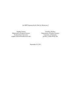 Are IMF Programs Really Bad for Democracy?  Stephen Nelson Department of Political Science Northwestern University [removed]