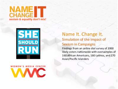 Name	
  It.	
  Change	
  It.	
    Simula1on	
  of	
  the	
  Impact	
  of	
   Sexism	
  in	
  Campaigns	
  	
    Findings	
  from	
  an	
  online	
  dial	
  survey	
  of	
  1000	
  
