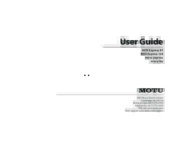 MOTU USB MIDI Interface User Guide