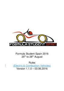 Formula Student Spain 2016 25th to 28th August Rules (Electric & Combustion Vehicles) Version 1.1.0 – 
