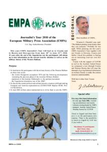 EDITORIAL  Journalist’s Tour 2010 of the European Military Press Association (EMPA)  Dear members of EMPA,