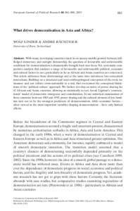 European Journal of Political Research 44: 861–880, [removed]What drives democratisation in Asia and Africa? WOLF LINDER & ANDRÉ BÄCHTIGER
