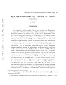 Submitted to the Astrophysical Journal; Version 30 SeparXiv:1510.00126v1 [astro-ph.CO] 1 Oct 2015 Spectral Variations of the Sky: Constraints on Alternate Universes