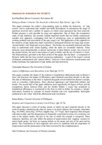 Abstracts for Antichthon VolKurt Raaflaub, Brown University, Providence, RI Riding on Homer’s Chariot: The Search for a Historical ‘Epic Society’ (ppThis paper continues the author’s long-stan