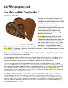    	
   How	
  Much	
  Lead	
  is	
  in	
  Your	
  Chocolate?	
   	
  