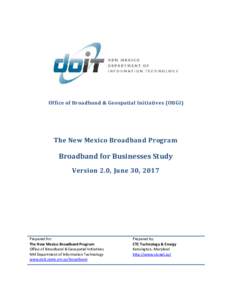 Office of Broadband & Geospatial Initiatives (OBGI)  The New Mexico Broadband Program Broadband for Businesses Study Version 2.0, June 30, 2017