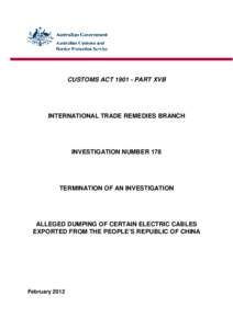 Microsoft Word - Termination report[removed]electric cables from China _FINAL_.doc