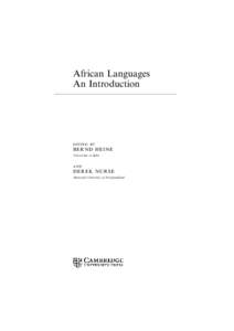 African Languages An Introduction    B E RND HEIN E