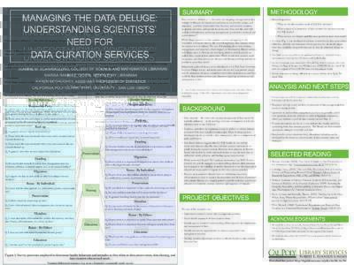 MANAGING THE DATA DELUGE: UNDERSTANDING SCIENTISTS NEED FOR DATA CURATION SERVICES JEANINE M. SCARAMOZZINO, COLLEGE OF SCIENCE AND MATHEMATICS LIBRARIAN MARISA RAMIREZ, DIGITAL REPOSITORY LIBRARIAN