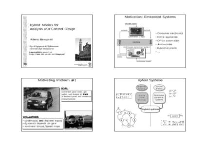 Motivation: Embedded Systems discrete inputs Hybrid Models for Analysis and Control Design