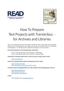 How To Prepare Test Projects – for Archives and Libraries