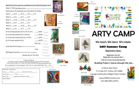 Week 1 Acrylic Paint Projects Registration form must be accompanied by the Child Information form  Name of Child