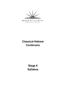 Stage 6 Classical Hebrew Continuers Syllabus