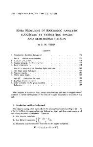 Actes, Congrès intern, math., 1970. Tome 1, p. 173 à 189.  SOME PROBLEMS IN HARMONIC ANALYSIS