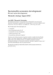 Sustainable economic development Private sector development