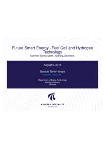 Future Smart Energy - Fuel Cell and Hydrogen Technology Summer School 2014, Aalborg, Denmark August 5, 2014 Samuel Simon Araya