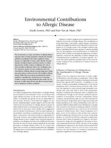 Environmental Contributions to Allergic Disease Estelle Levetin, PhD and Peter Van de Water, PhD Address Faculty of Biological Science, The University of Tulsa,